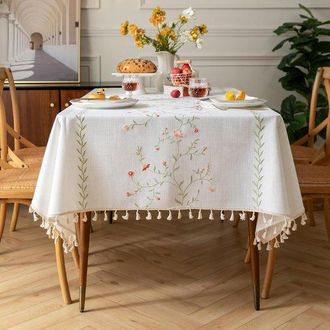 OEM Hule - Mantel - Repelente Al Agua - Lavable - 140 X 180 Cm - Bordado Floral