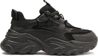 Kazar Moderne zwarte leren sneakers voor dames op een dikke zool - Dames - Sneakers - Zwart - 40 EU - Leer - Schoenen