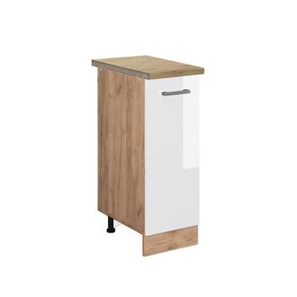 Vicco Armario De Farmacia R-line, Blanco Alto Brillo, 30 Cm, Et Roble