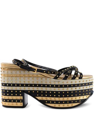 Valentino Garavani studded sandals - women - Rubber/Calf Leather/Calf Leather/Calf Leather - 40 - Black