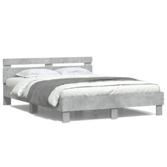 Berkfield Home Bed Frame with LED without Mattress Concrete Grey 150x200 cm King Size