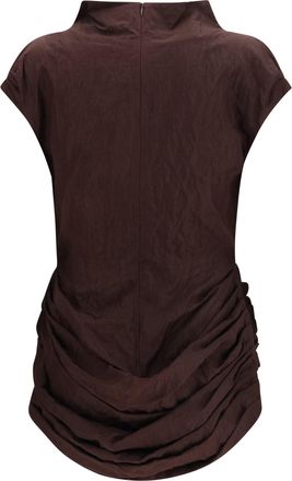 Magda Butrym Womens Draped Mini Dress With High Collar Brown Cotton; Metal Fibers