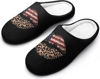 Generic USA Leopard Lips Print Mens Slippers Comfortable And Non-slip Cotton Slipper Shoe for House