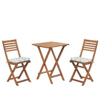 Beliani Conjunto Bistr&oacute; De Jard&iacute;n De Madera De Acacia 3 Piezas Con Cojines Verde Menta Plegable Dise&ntilde;o Moderno Fiji