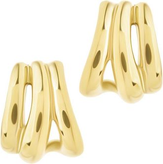 Sterling Forever 14K Gold Triple Row Beatrix Statement Hoop Earrings
