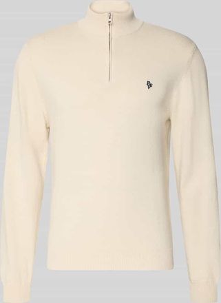 Review Troyer mit Logo-Stitching und kurzem Rei&szlig;verschluss in Ecru, Gr&ouml;&szlig;e XXL