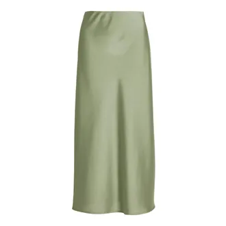 Swing Swing, Rokken, Dames, Groen, S, Satijn, Satijnen Rok met Elastische Tailleband