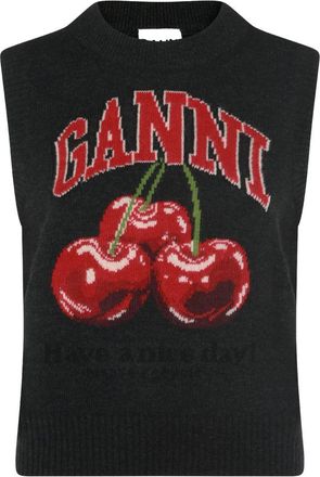 Ganni Waistcoats Grigio, Rosso-Donna