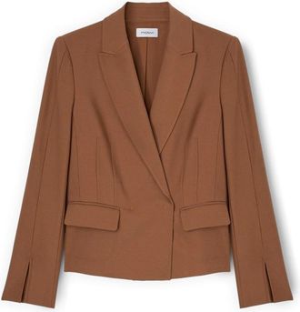 Motivi Blazer met split aan de mouwzoom - Dames - Blazers - Bruin - S - Leer - Jassen