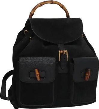 Gucci Pre-owned Backpacks, female, Black, Size: ONE SIZE Pre-owned Vintage Suede Backpack