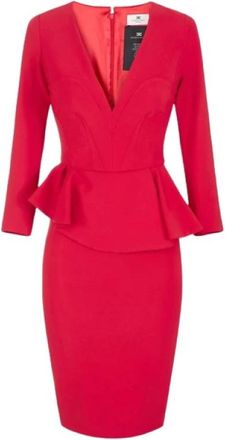 Elisabetta Franchi Ab-010-67E2-V400 Midi Jurk - Dames - Casual kleedjes - Rood - L - Kleedjes