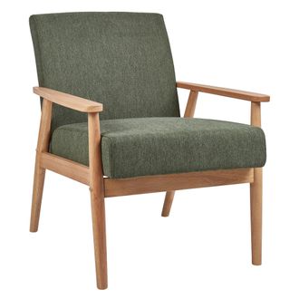 Beliani Beliani - Sill&oacute;n Retro Sal&oacute;n Tapizado Poli&eacute;ster Lino Estructura Ligera Madera Clara Verde Esrum