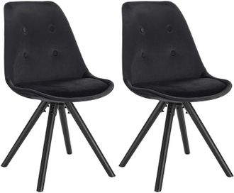 Woltu Lot De 2 chaises De Salle &Agrave; Manger Woltu, Si&egrave;ge En Velours, Chaises De Cuisine, Pieds En Bois, Noir