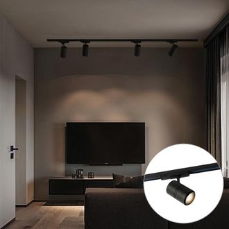 QAZQA Moderno Sistema De Riel Moderno Trif&aacute;sico Negro Con 4 Focos 3000-4000k - Ruler Aluminio /acero /pl&aacute;stico Alargada Incluye Led Max. 4 X 25 Watt - Qazqa