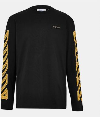 Off-white Mens Crew Neck Long Sleeve Jersey T-Shirt - Black - Size: 38