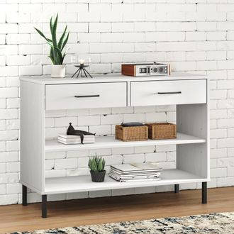 vidaXL Armario Consola Patas De Metal Madera Maciza Pino Blanco Oslo Vidaxl