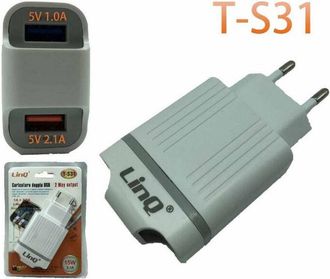 Trade Shop Trade Shop - Caricabatterie Alimentatore Doppia Usb 1a + 2.1a 5v 15w Smartphone Tablet T-s31