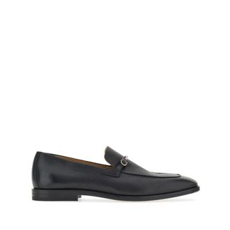 Ferragamo Gancini-Plaque Leather Mocassini - - Shoes - Uomo - Nero - 38 1/2 EU
