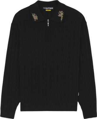 Iuter Iuter, Truien & Vesten, Heren, Zwart, XS, Courage Half Zip Knit Polo