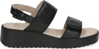 Caprice Zwarte Open Platte Sandalen Vrouwen - Dames - Sandalen - Zwart - 39 EU - Schoenen