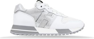 Hogan Glitter Stof Veterschoenen Vrouwen - Dames - Sneakers - Grijs - 35 1/2 EU - Leer - Schoenen