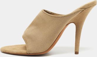 Season 6 Beige Knit Fabric Heel Mules