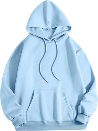 Generic Oversized Sweatshirt Women Brown | Pullover Hoodies For Women Uk Drawstring Hiking Hoodies Daily Sportswear Athletic Skateboard Hoodie Solid Color Wor