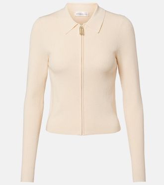Victoria Beckham Mila ribbed-knit zip-up top