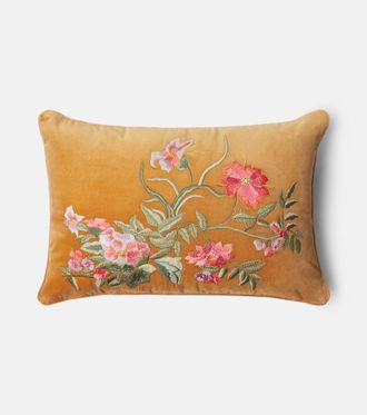 Les-Ottomans Embroidered cotton velvet cushion