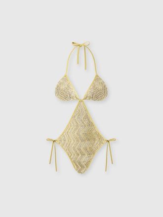 Missoni Zigzag Mesh Trikini With Sequins in Gold at Nordstrom, Size 38 It