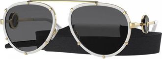 Versace VE2232 147187 White/Gold/Dark Grey with Neck Strap