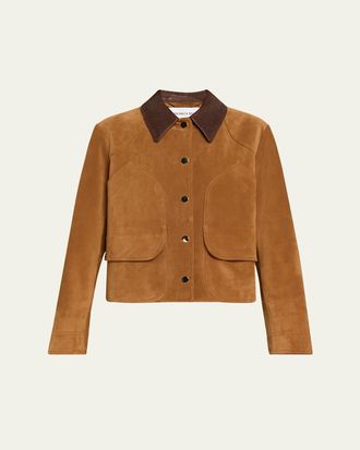 Veronica Beard Walters Cropped Suede Jacket