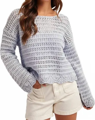 Hem & Thread Remi Boat Neck Crochet Top In Sky Blue