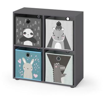 Vicco Estanter&iacute;a Infantil Tetra, Gris, 72.6 X 72 Cm Con 4 Cajones Plegables