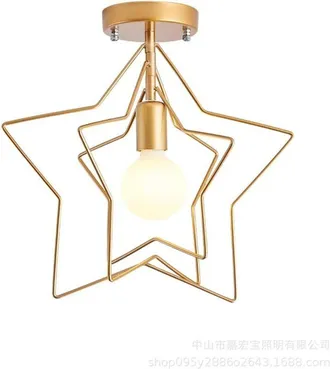 OEM Lustre - Metal Dorado - 35 Cm X 36 Cm - Casquillo E27 - 10 W A 40 W - Para Interior Salon Bar Restaurante - 1 Unidad