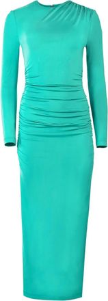 Carolina Herrera Gedrapeerde midi-jurk met lange mouwen - Groen