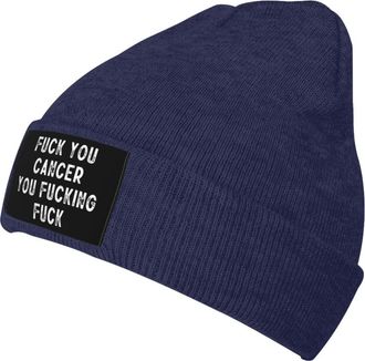 Generic Knit Cap Fuck You Cancer You Fucking Fuck Knitted Beanie Elastic Thermal Beanies Hat for Toboggan Unisex Running