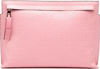 Loewe Pre-owned Loewe Embossed Leather Anagram Repeat T Clutch Ladies 521923
