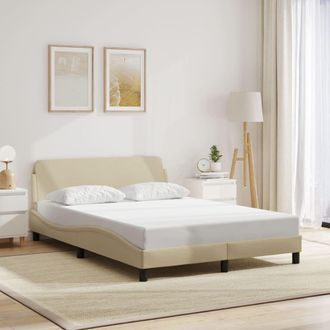 vidaXL Cama Sin Colch&oacute;n Tela Color Crema 140x190 Cm Vidaxl