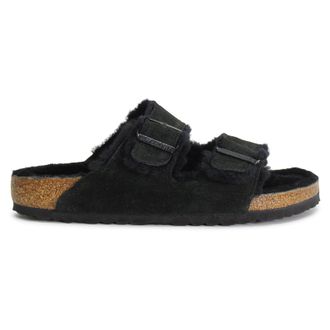 Birkenstock Arizona Fur Suede Unisex Slides Sandals - UK 5.5 - US 8 Women / 6 Men - EU 39 - Black - Size:UK 5.5