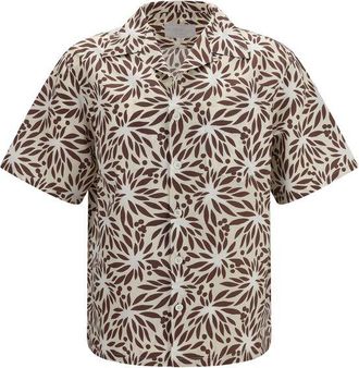 Prada Brown Cotton Pattern Mens Shirt