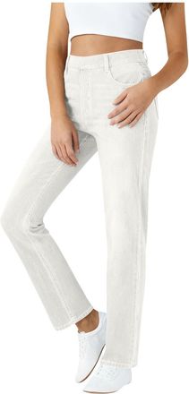 Generic Jeans for Women Elastic Waist Straight Leg Slim Fit Denim Trousers Classic Everyday Lounge Pants Streetwear Pull On Pants Stylish Full Length Bottoms 