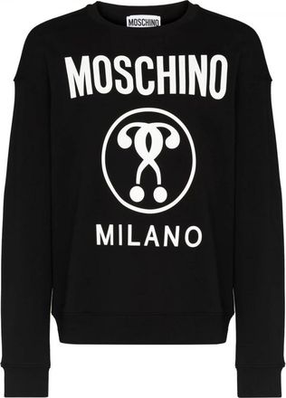 Moschino Hoodies & sweatvesten, Heren, Zwart, L, Zwarte Sweatshirt MET Witte Print