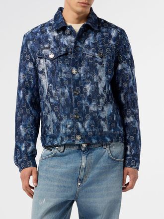 Philipp Plein Giacca in denim di cotone con motivo monogram