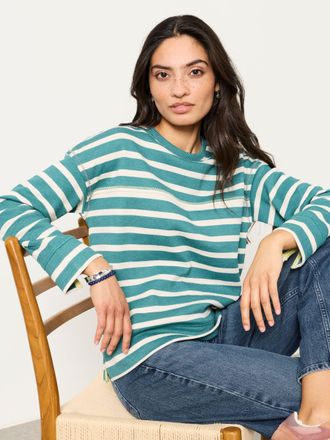 Fat Face FatFace Airlie Jade Green Breton Stripe Crew Sweat