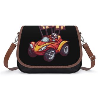 Generic Racing Car with Checkered Flags Womens Crossbody Bag Fashion Shoulder Handbags Message Tote Bag with Adjustable Strap