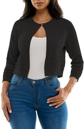 Nina Leonard Chevron Pointelle Knit Bolero in Black at Nordstrom Rack, Size X-Large