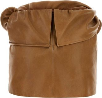 Magda Butrym Womens Leather Mini Skirt Camel Ovine Bermudas