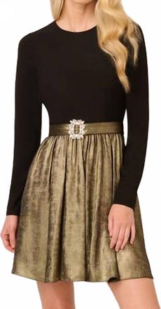 Aidan Mattox Jersey Metallic Short Dress In Black & Gold
