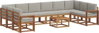 vidaXL Conjunto De Sof&aacute;s De Exterior 11 Uds. Gris Natural Y Claro Vidaxl